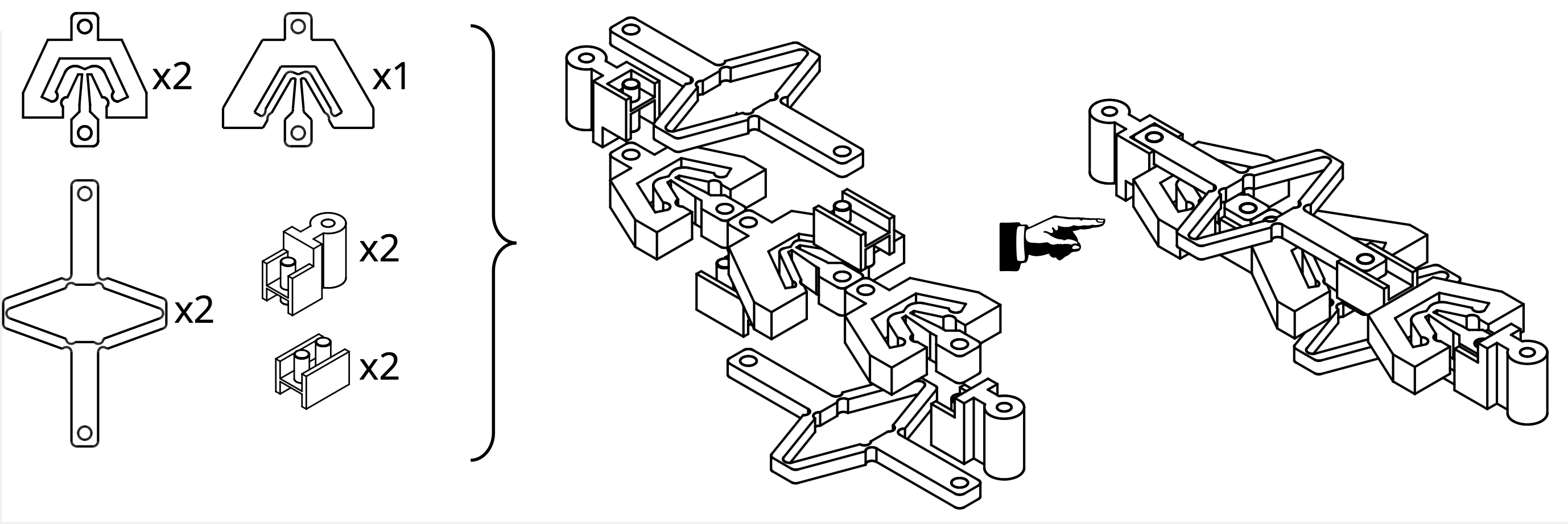 how to assemble the building blocks to form a countersnapping structure