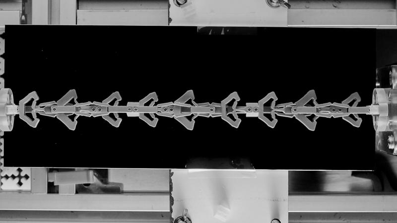 Three serially-coupled countersnapping elements, after avalanche (state 111).